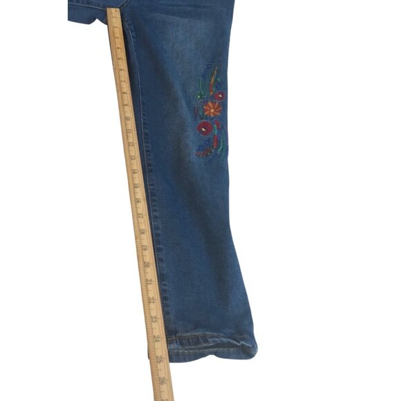 One5One Jeans Womens 10 Blue Embroidered Floral High Rise Stretch Skinny Pants - Picture 5 of 12